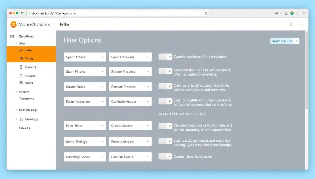 Zoho Mail filter options Zoho Mail filter options